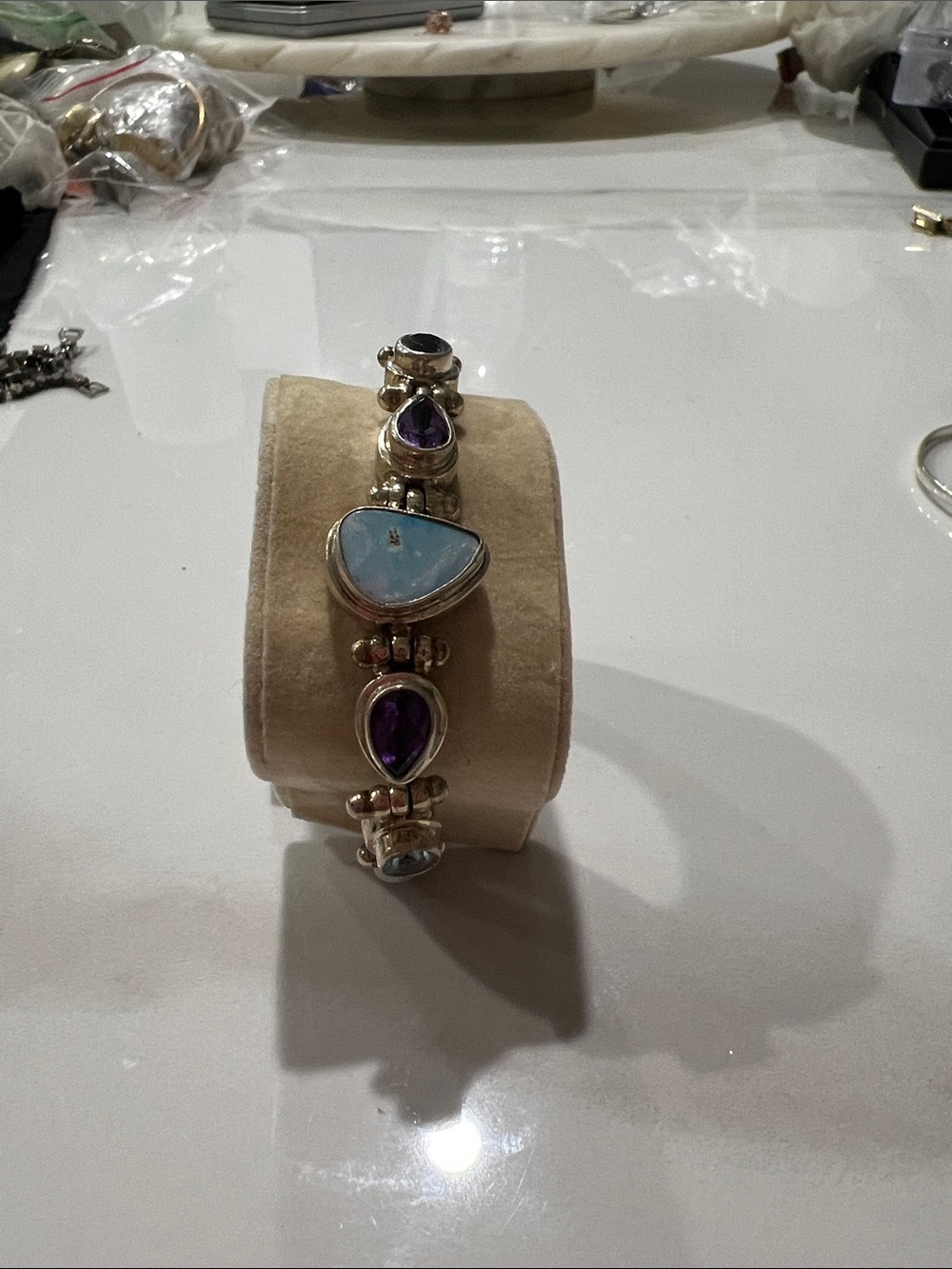 F#3vintage sterling silver gemstone bracelet
